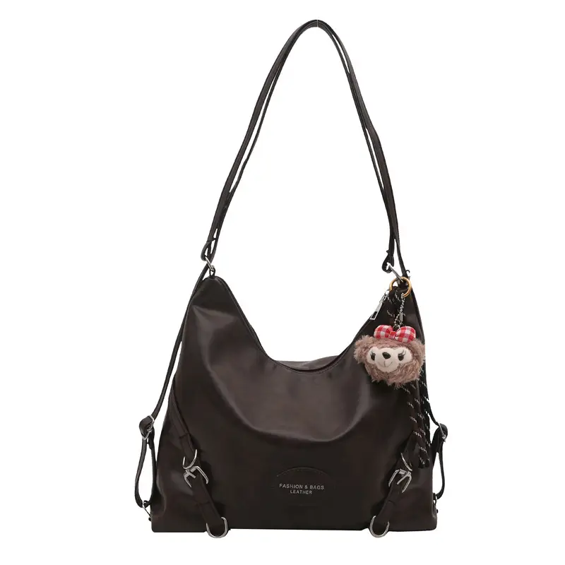 Brown Leather Multi-Purpose Shoulder Bag for Women - Image 3
