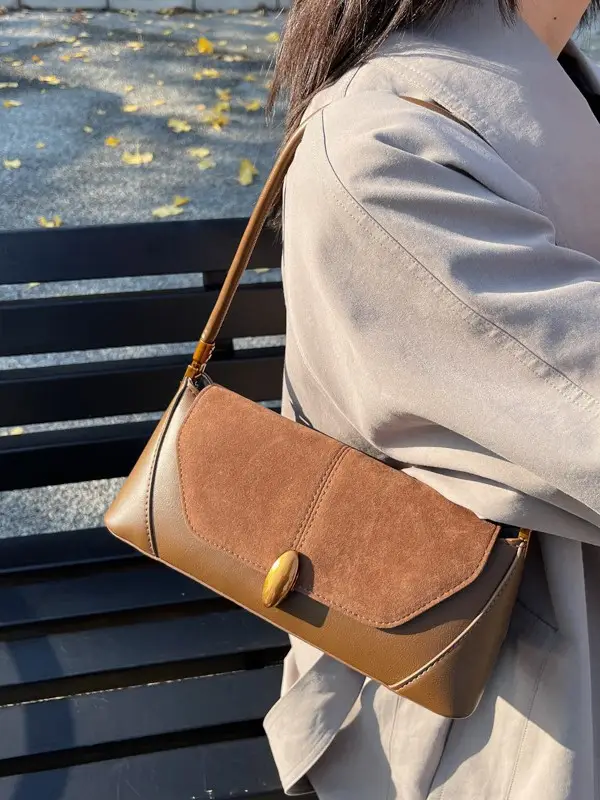 Women Shoulder Bag Brown Leather 2026 Winter Autumn