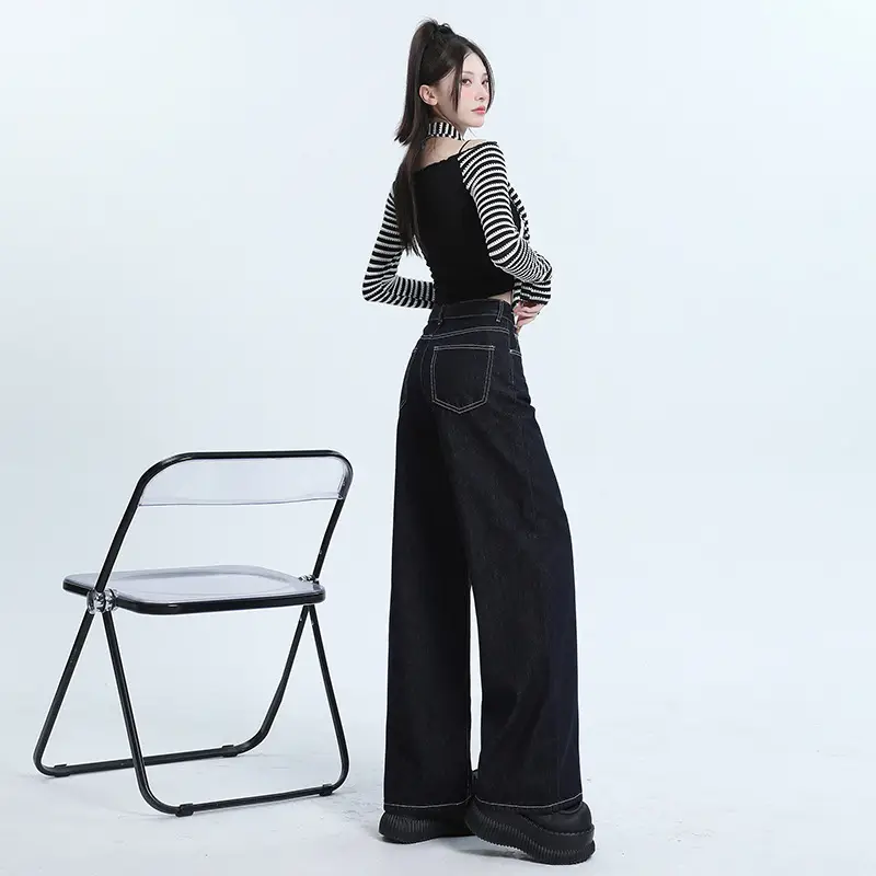 Winter Fleece Wide Leg Jeans Women Loose Slimming