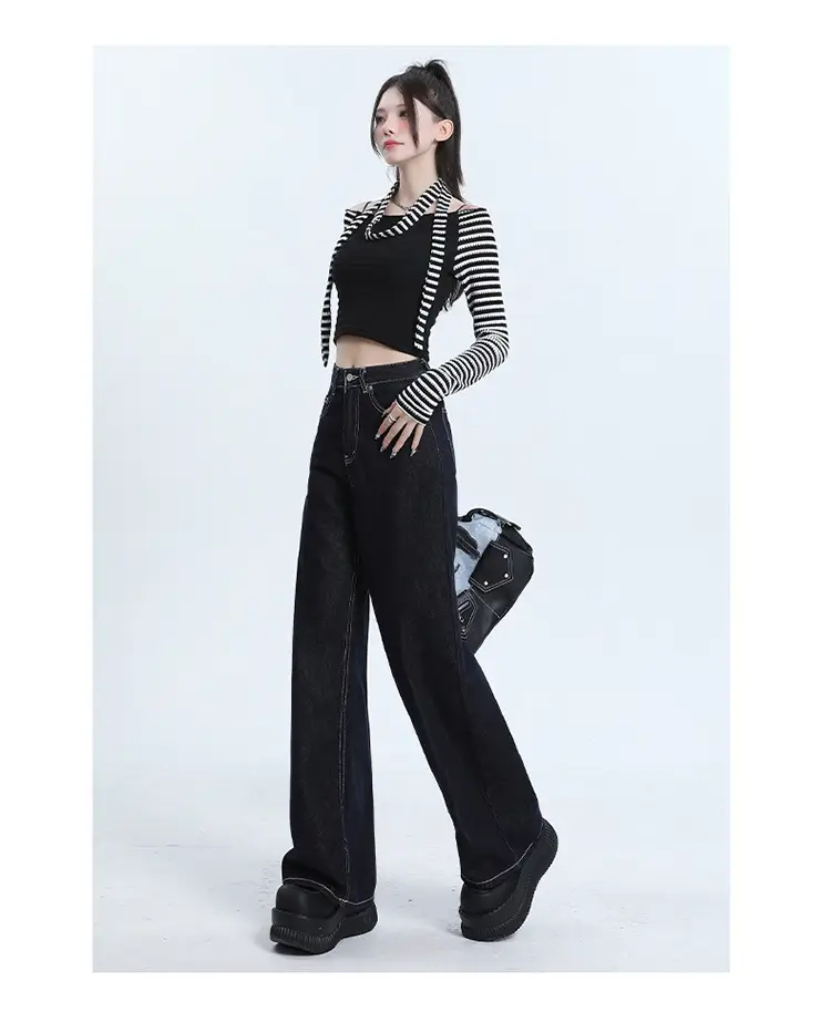 Winter Fleece Wide Leg Jeans Women Loose Slimming — feature 10