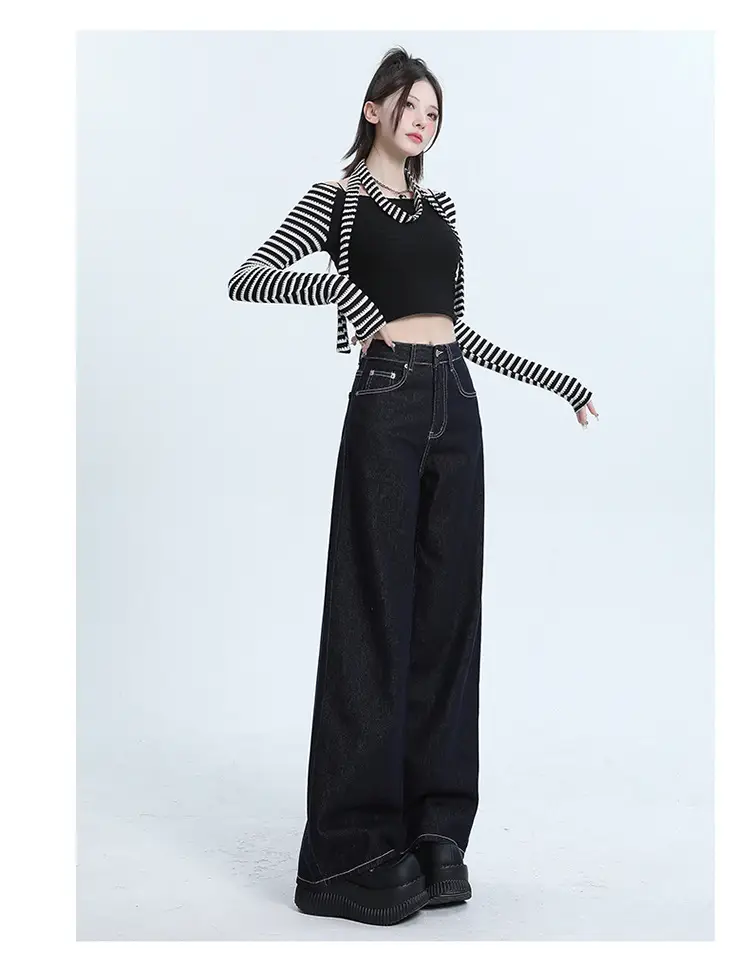 Winter Fleece Wide Leg Jeans Women Loose Slimming — feature 11