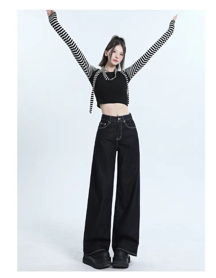 Winter Fleece Wide Leg Jeans Women Loose Slimming — feature 13