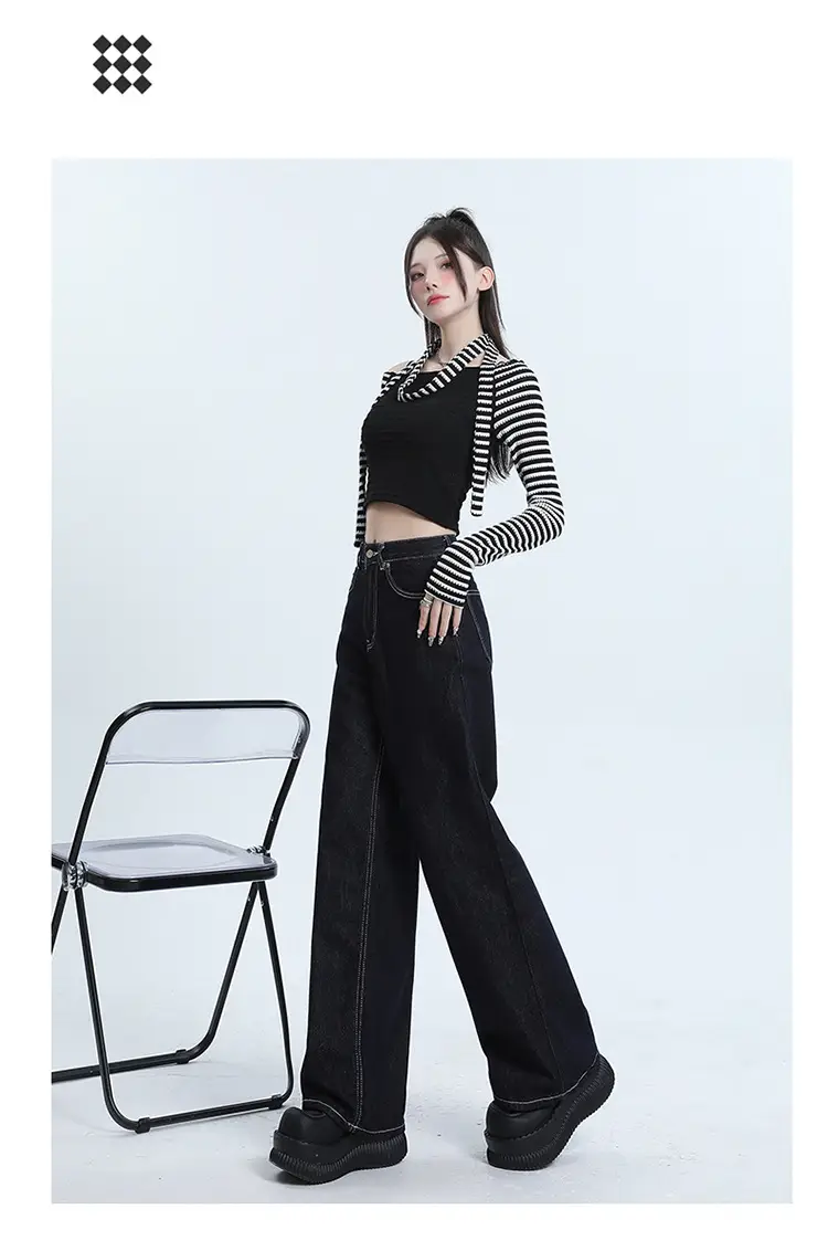 Winter Fleece Wide Leg Jeans Women Loose Slimming — feature 14