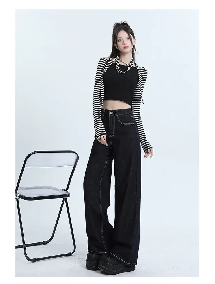 Winter Fleece Wide Leg Jeans Women Loose Slimming — feature 15