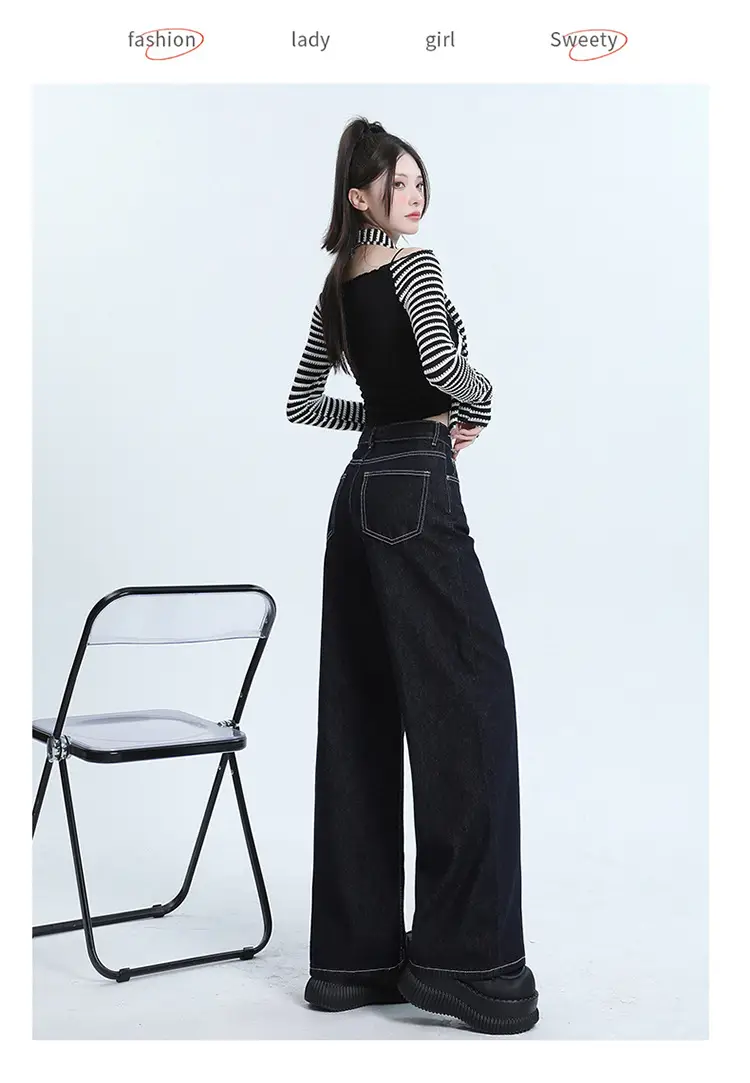 Winter Fleece Wide Leg Jeans Women Loose Slimming — feature 16
