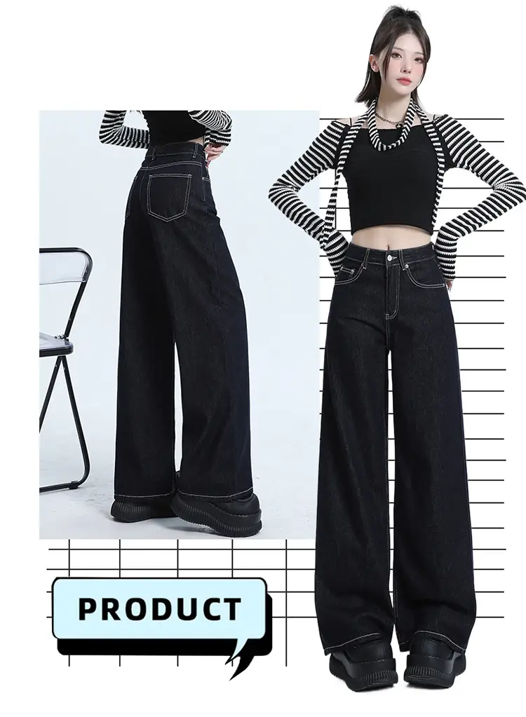 Winter Fleece Wide Leg Jeans Women Loose Slimming — feature 4