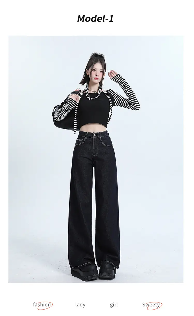 Winter Fleece Wide Leg Jeans Women Loose Slimming — feature 8