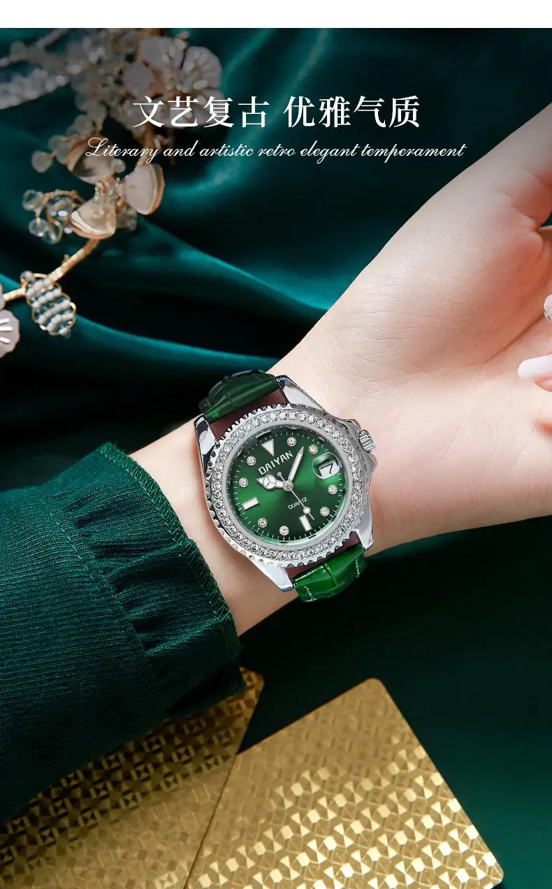 Women's Green Dial Waterproof Quartz Watch with Calendar — feature 4