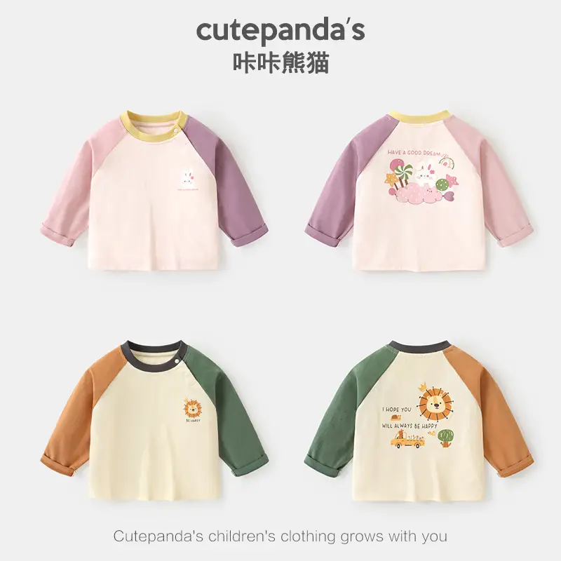 Kaka Panda Girls Long Sleeve T-Shirt Spring Outfit
