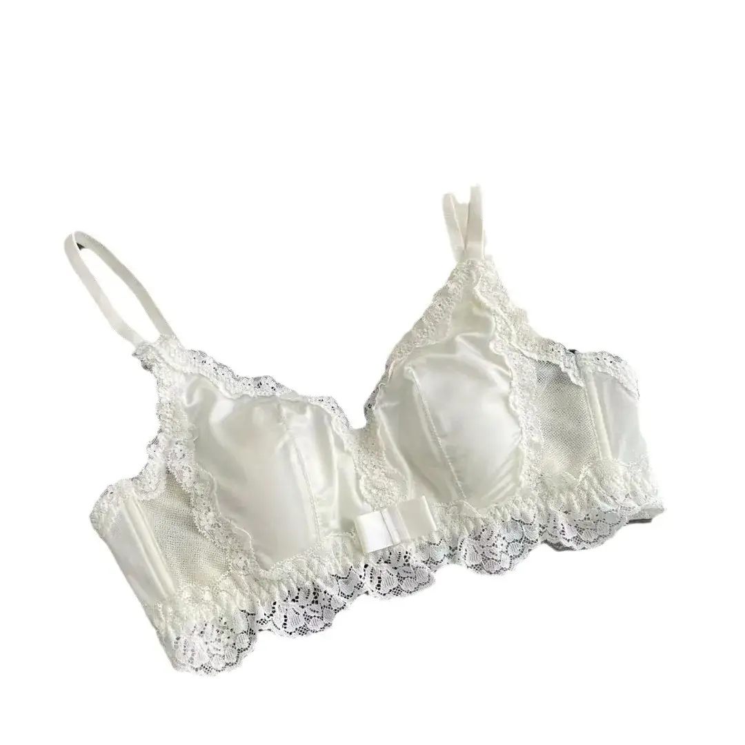 White Lace Bow Underwear Small Chest Push Up Traceless Bra - Image 8
