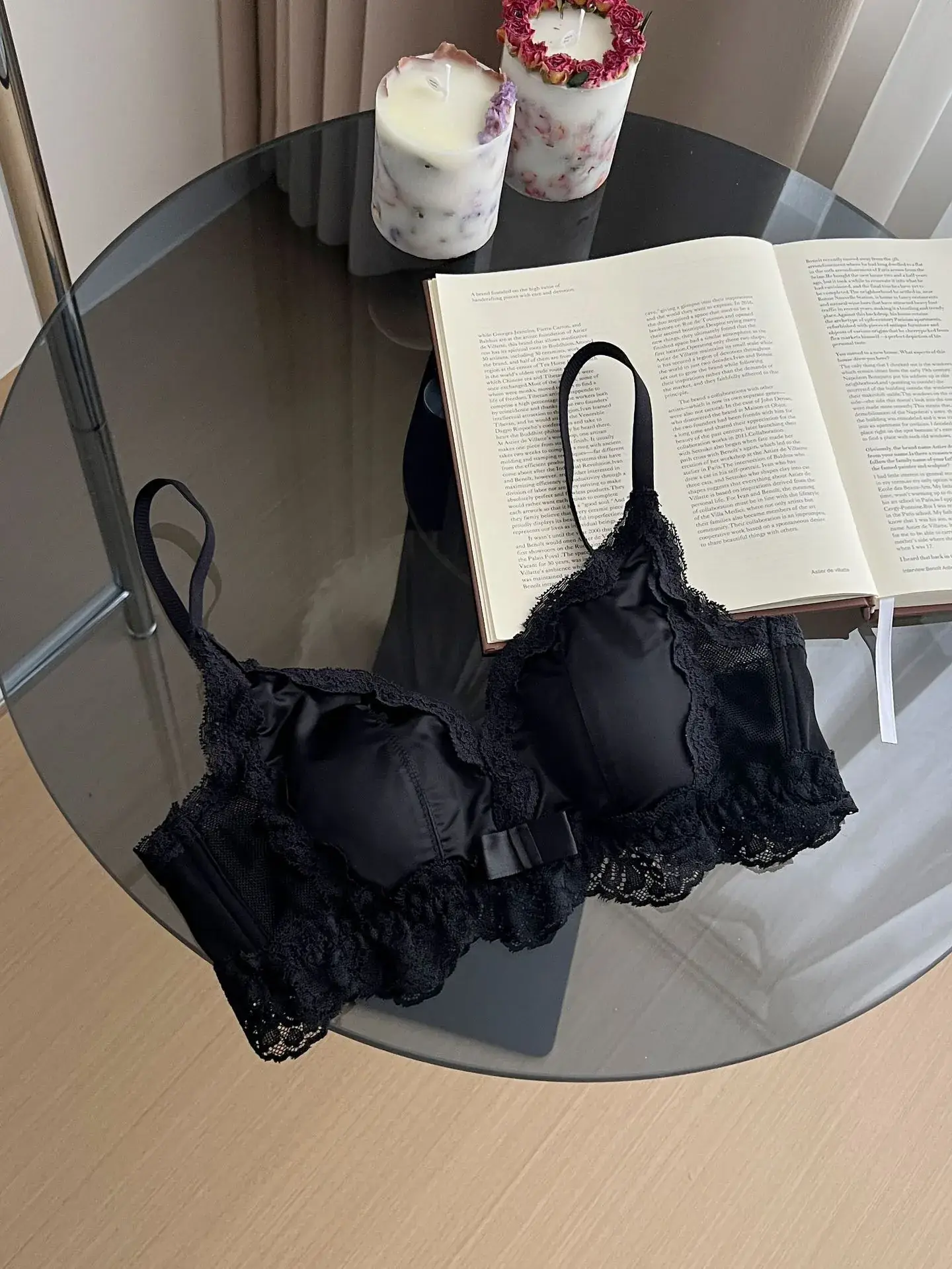 White Lace Bow Underwear Small Chest Push Up Traceless Bra - Image 3