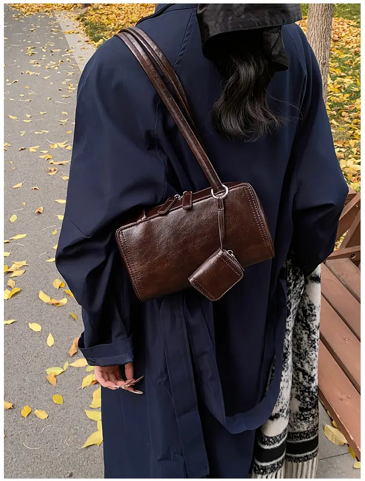 Women Vintage Brown Shoulder Bag 2024 Autumn Winter - Image 6