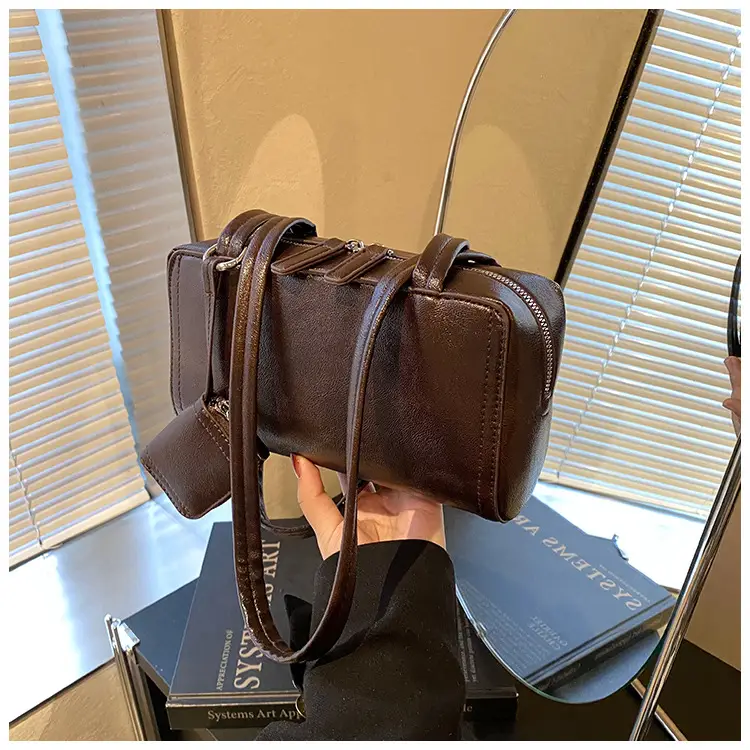 Women Vintage Brown Shoulder Bag 2024 Autumn Winter - Image 4