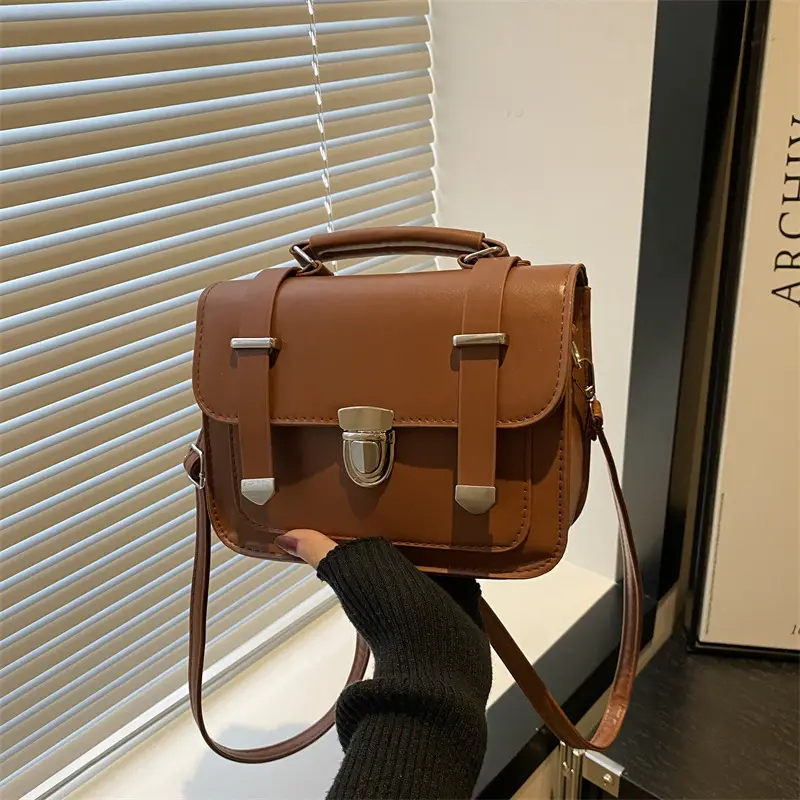 Vintage 2024 Lock Shoulder Bag Brown Women's - Image 5
