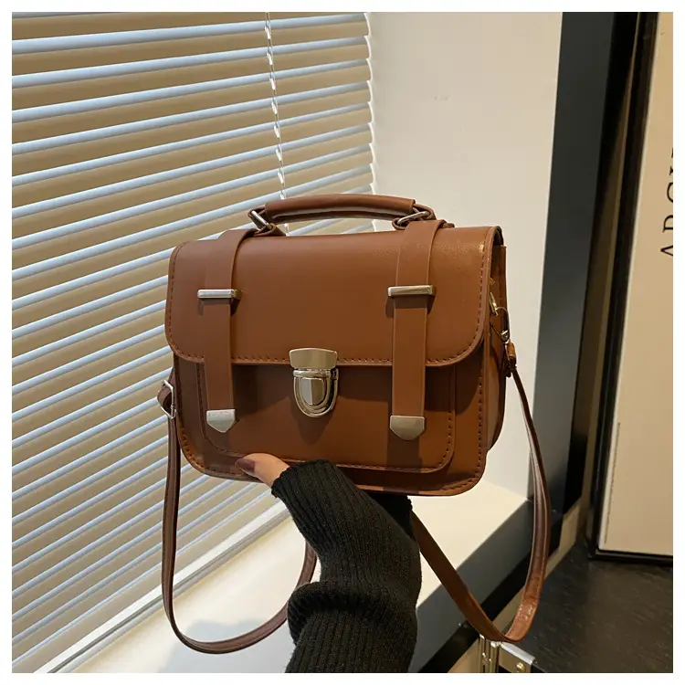 Vintage 2024 Lock Shoulder Bag Brown Women's — feature 21