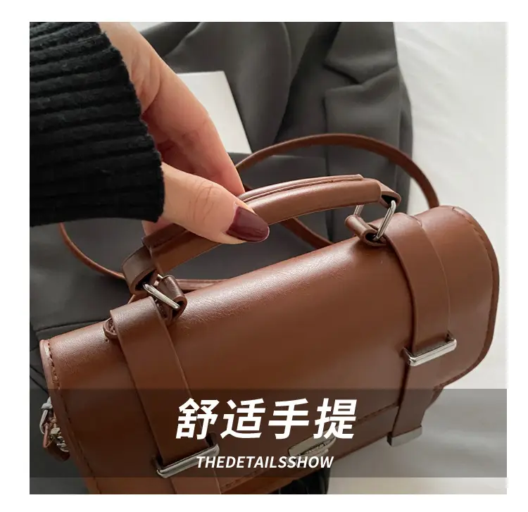 Vintage 2024 Lock Shoulder Bag Brown Women's — feature 7