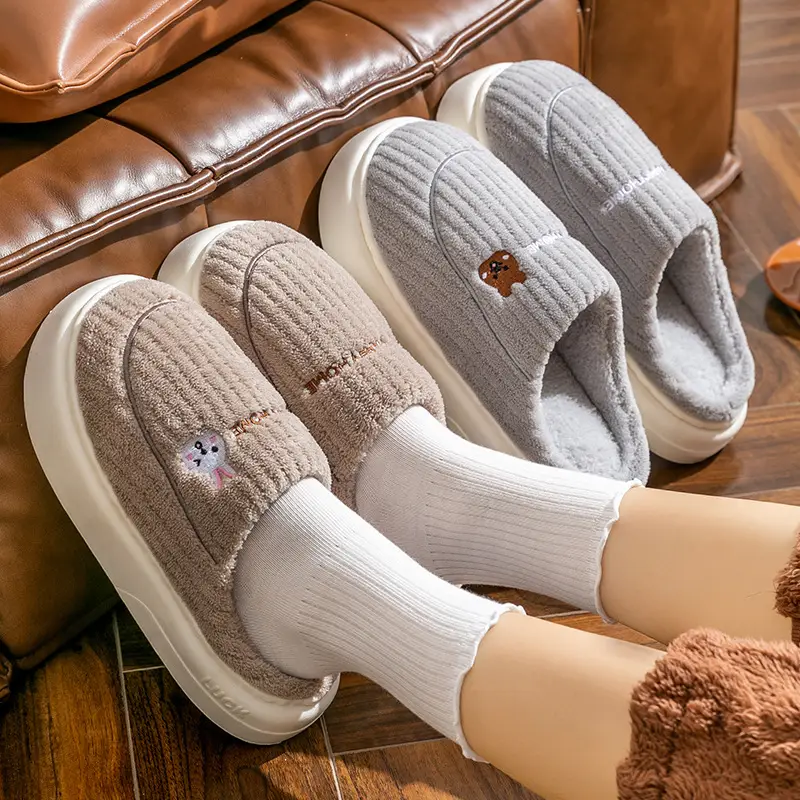 New Style Dung-feeling Cotton Slippers Men's Autumn and Winter Indoor Thick-soled Warm Household Velvet Bag with Hair Slippers - Image 22
