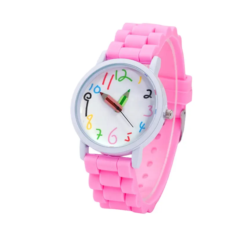 Cute Cartoon Color Digital Pencil Student Watch Women's Watch
