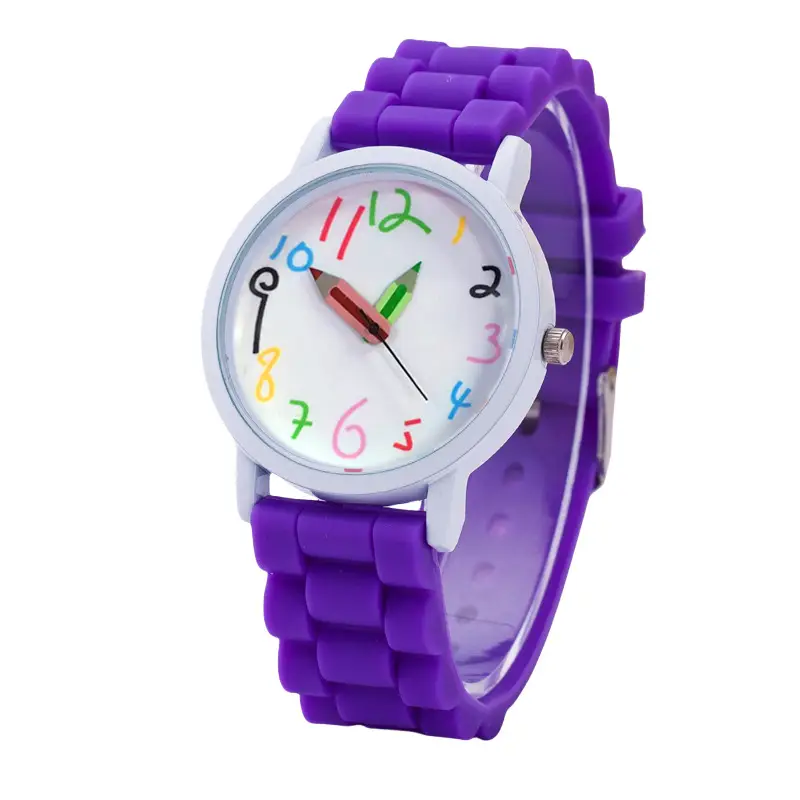 Cute Cartoon Color Digital Pencil Student Watch Women's Watch