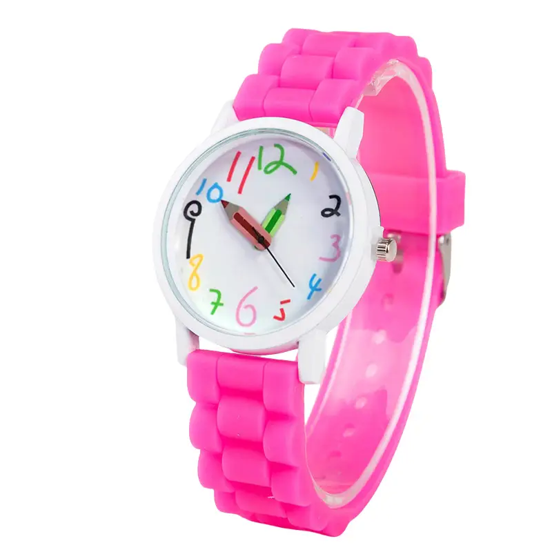 Cute Cartoon Color Digital Pencil Student Watch Women's Watch