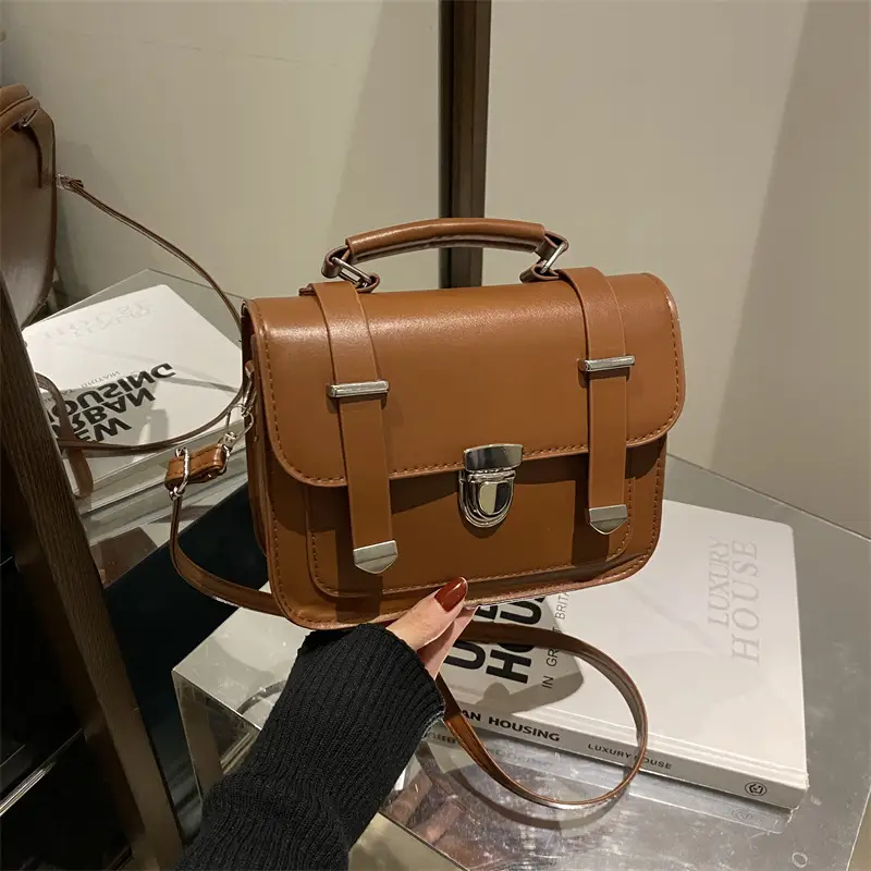 Brown Retro Square Shoulder Bag for Women