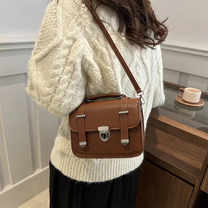 Brown Retro Square Shoulder Bag for Women