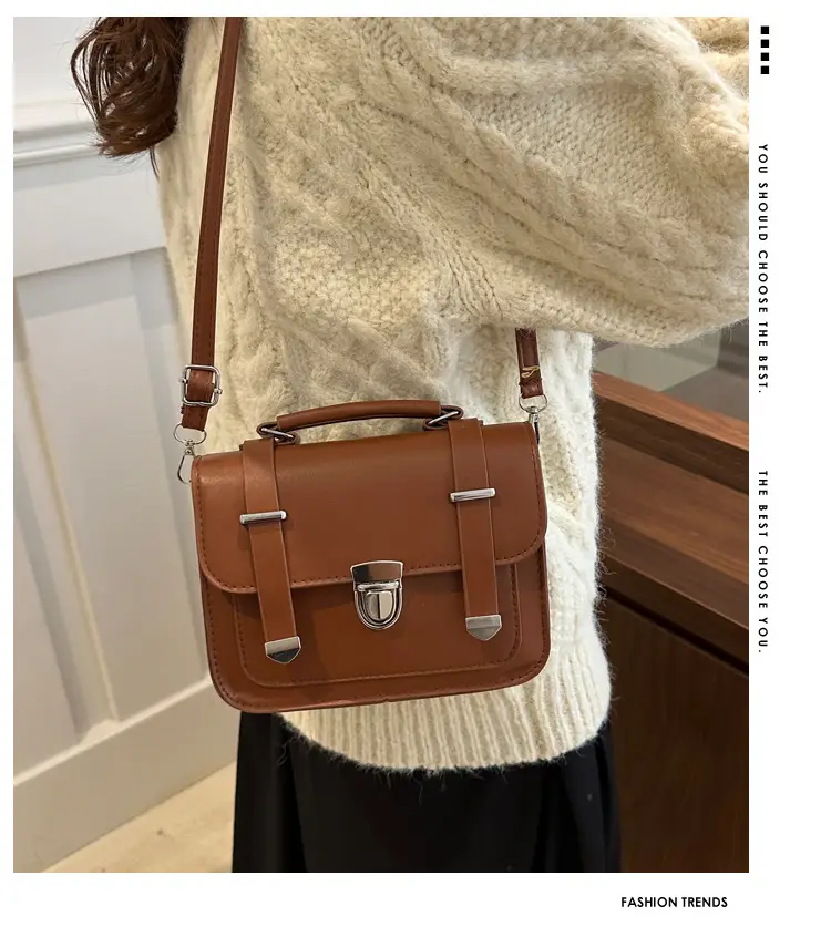 Brown Retro Square Shoulder Bag for Women — feature 2