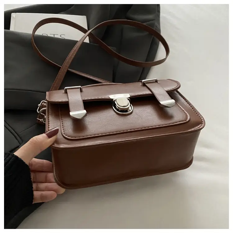 Brown Retro Square Shoulder Bag for Women — feature 21