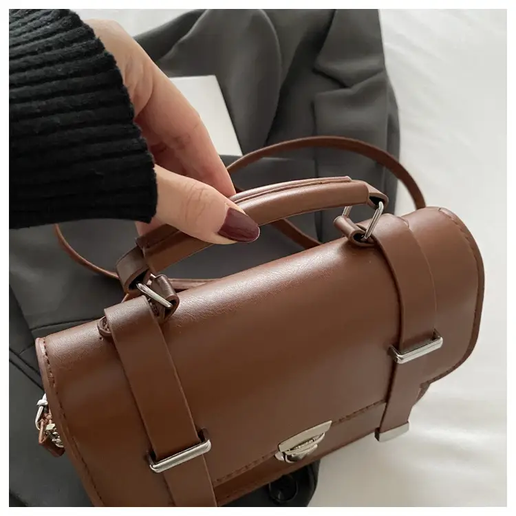Brown Retro Square Shoulder Bag for Women — feature 24