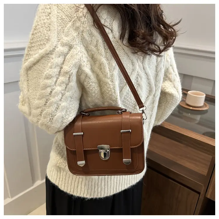 Brown Retro Square Shoulder Bag for Women — feature 28