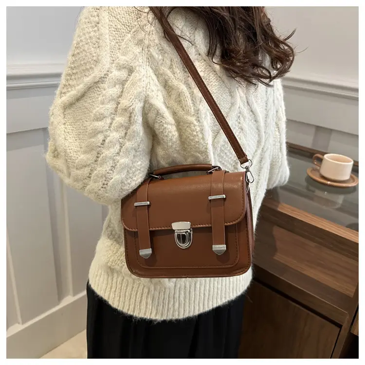 Brown Retro Square Shoulder Bag for Women — feature 29