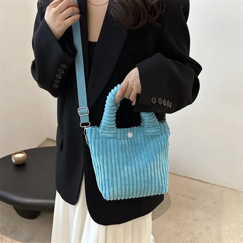 Korean Style Corduroy Plush Shoulder Bag for Women - Image 13