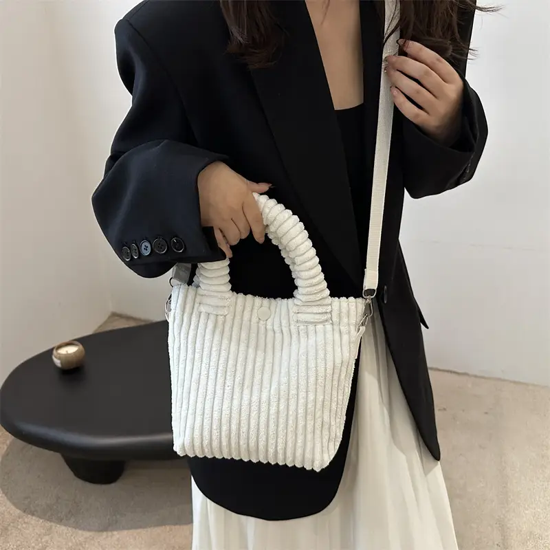 Korean Style Corduroy Plush Shoulder Bag for Women - Image 14