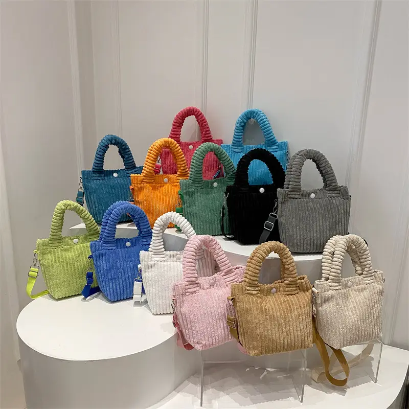 Korean Style Corduroy Plush Shoulder Bag for Women - Image 15