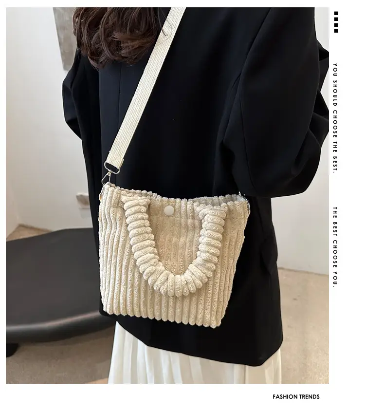 Korean Style Corduroy Plush Shoulder Bag for Women — feature 1