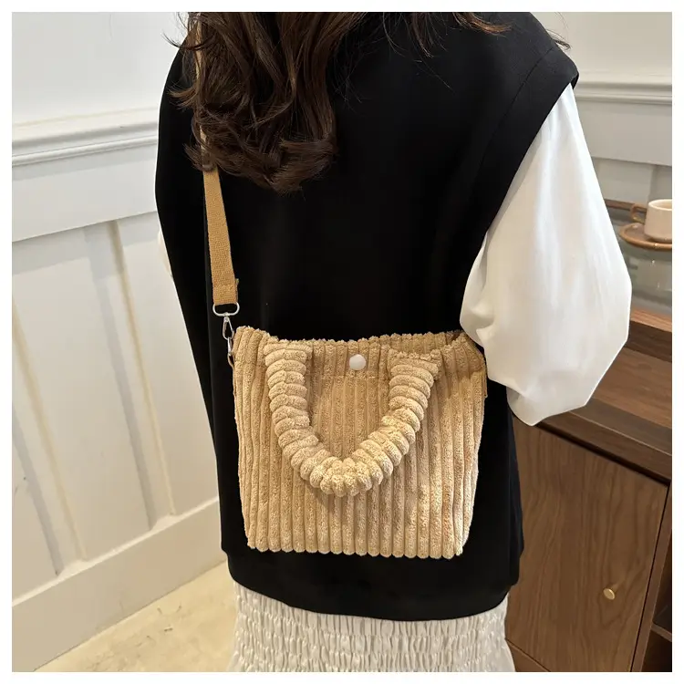 Korean Style Corduroy Plush Shoulder Bag for Women — feature 11