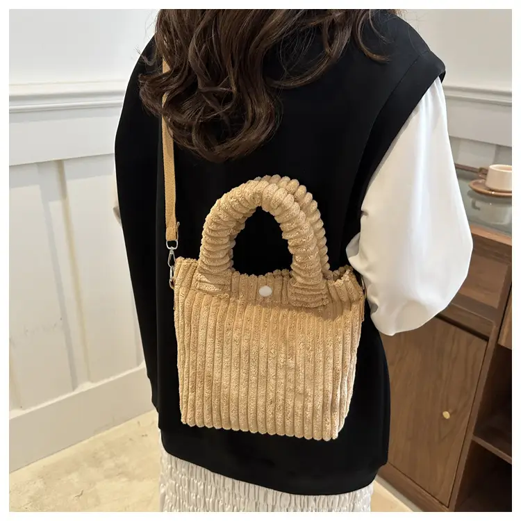 Korean Style Corduroy Plush Shoulder Bag for Women — feature 12
