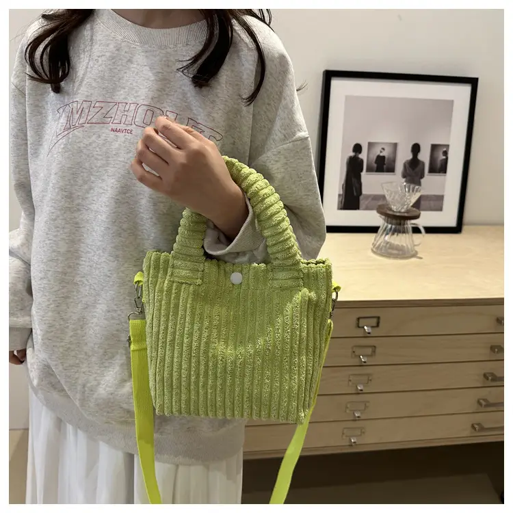 Korean Style Corduroy Plush Shoulder Bag for Women — feature 17