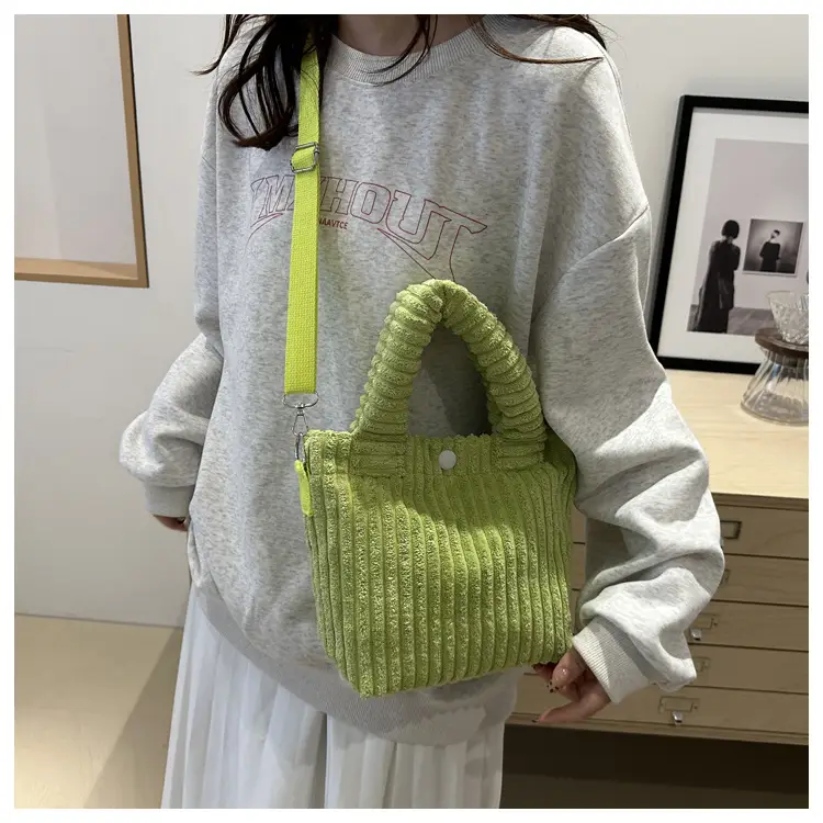 Korean Style Corduroy Plush Shoulder Bag for Women — feature 19