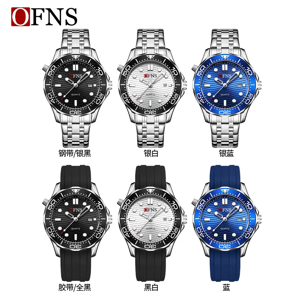 Oufanni Blue Quartz Men's Watch with Calendar
