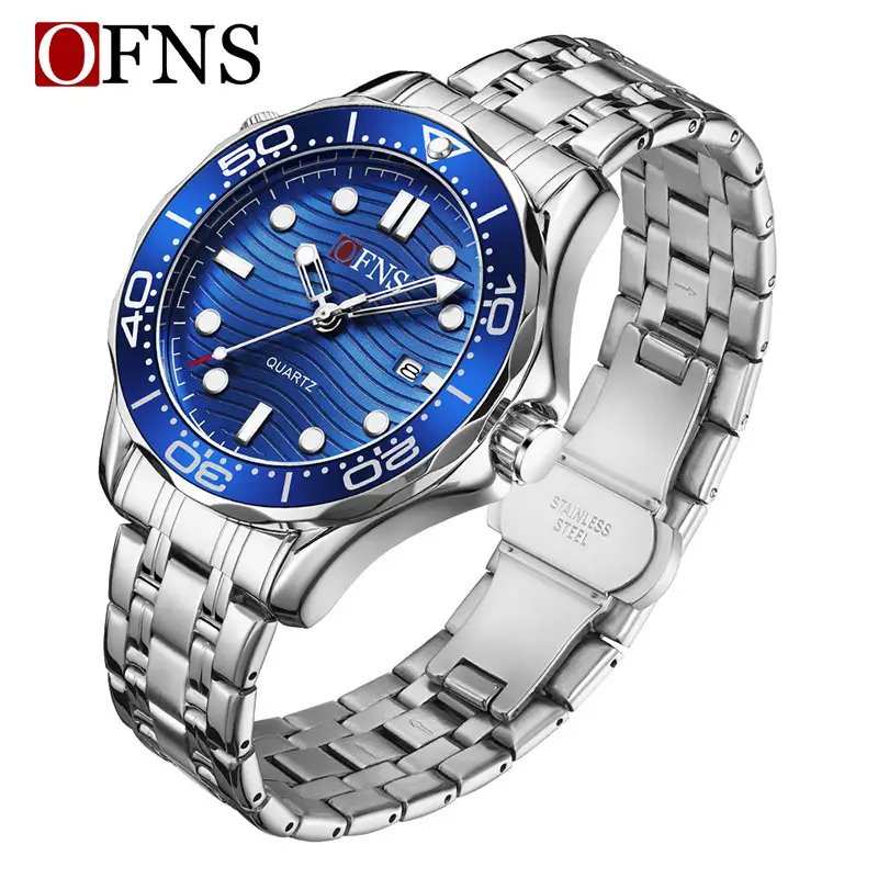 Oufanni Blue Quartz Men's Watch with Calendar