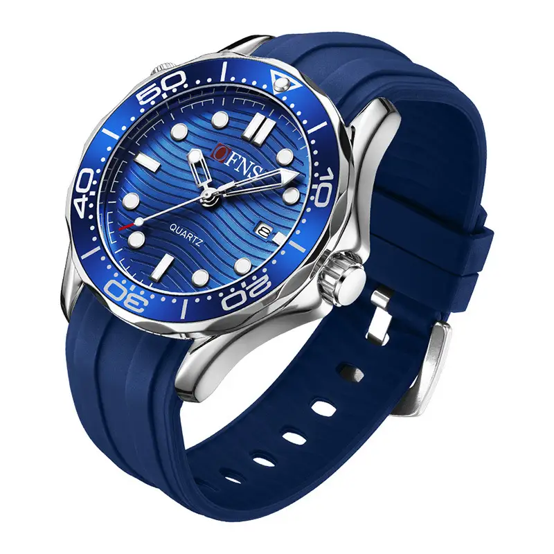Oufanni Blue Quartz Men's Watch with Calendar