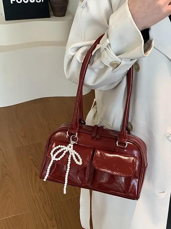 Trendy Brown Leather Shoulder Bag for Women