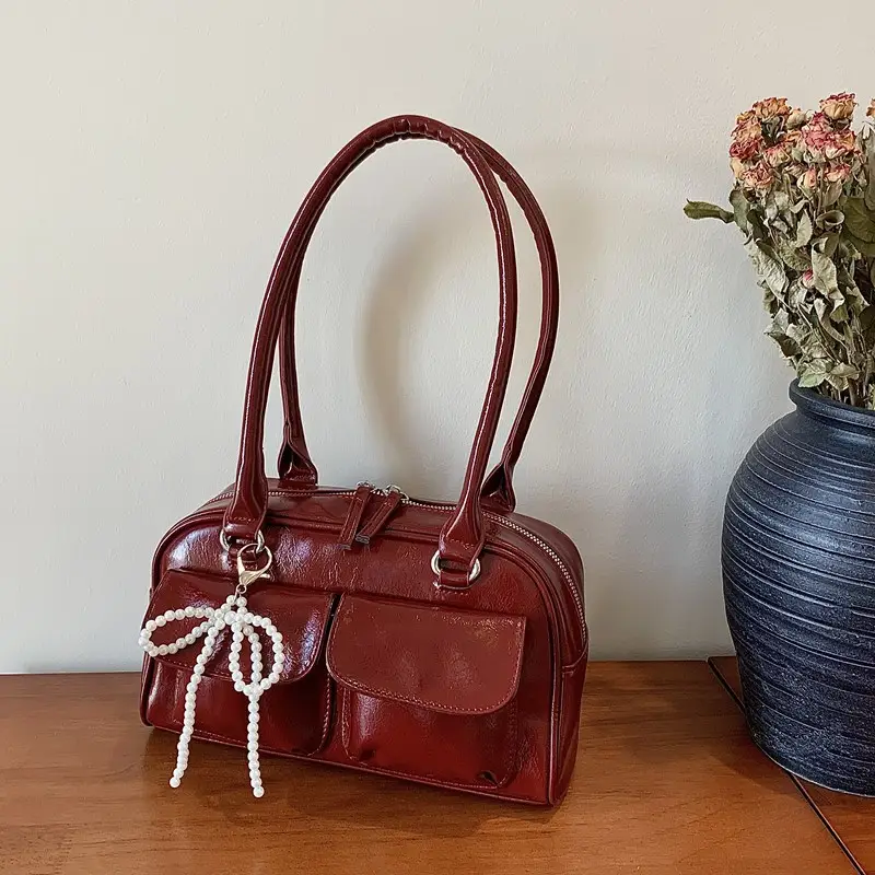 Trendy Brown Leather Shoulder Bag for Women