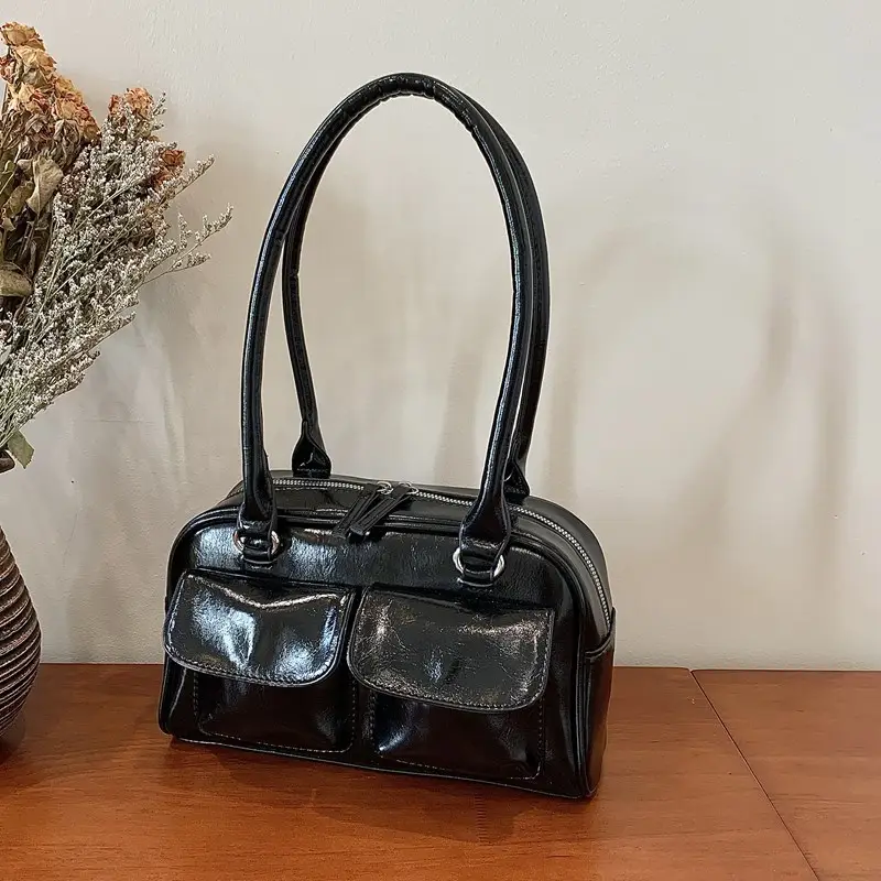 Trendy Brown Leather Shoulder Bag for Women