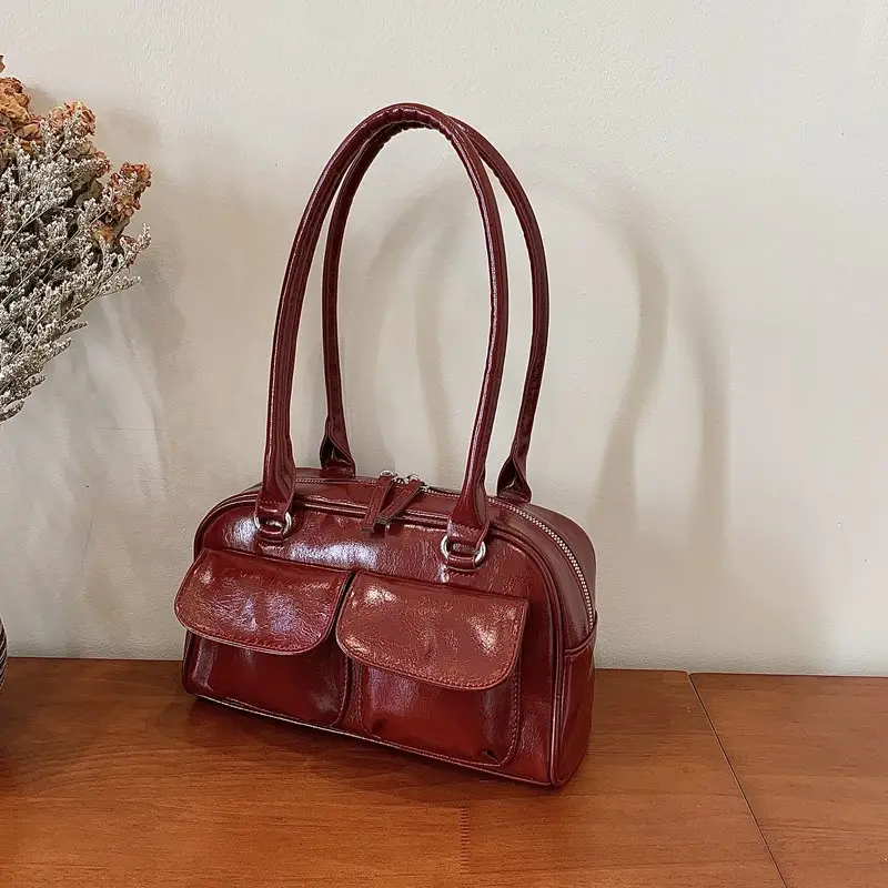 Trendy Brown Leather Shoulder Bag for Women