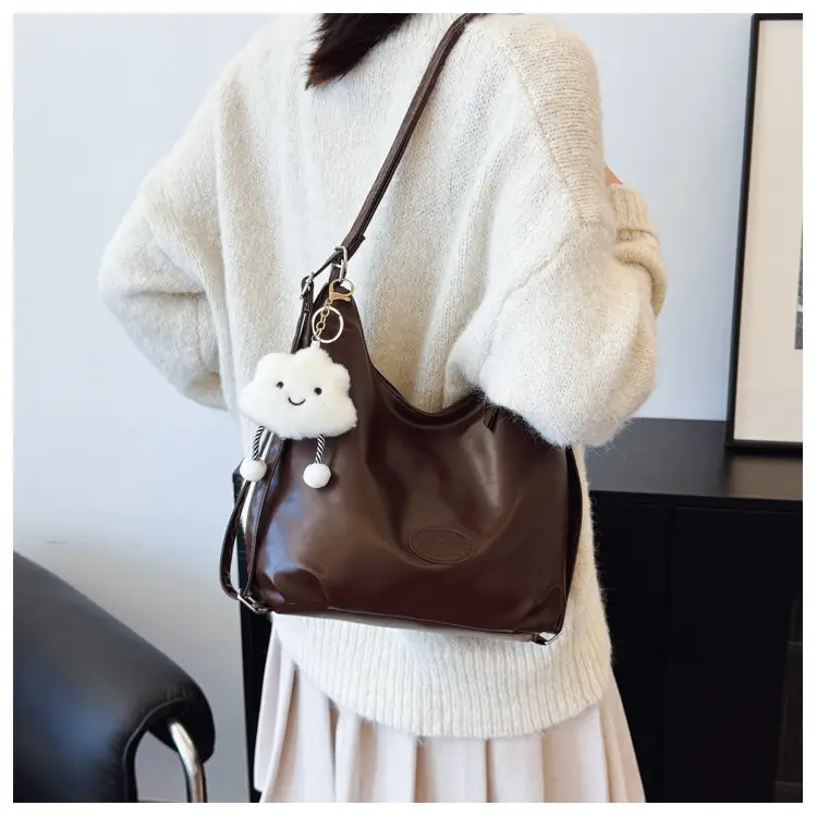 Textured Tan Shoulder Tote Bag 2024 Winter Large Capacity — feature 12