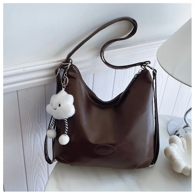 Textured Tan Shoulder Tote Bag 2024 Winter Large Capacity — feature 24