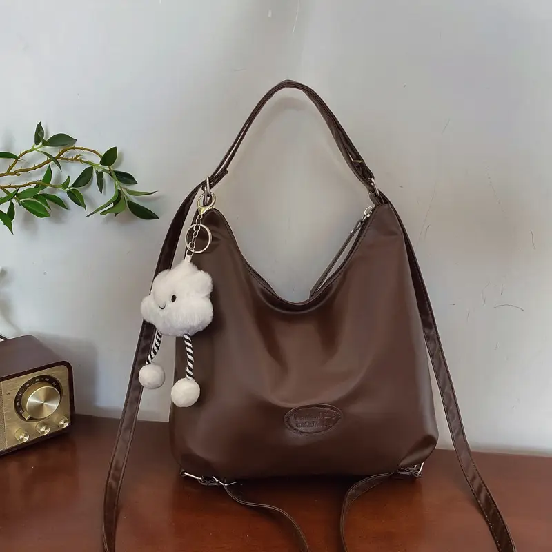 Textured Tan Shoulder Tote Bag 2024 Winter Large Capacity - Image 8