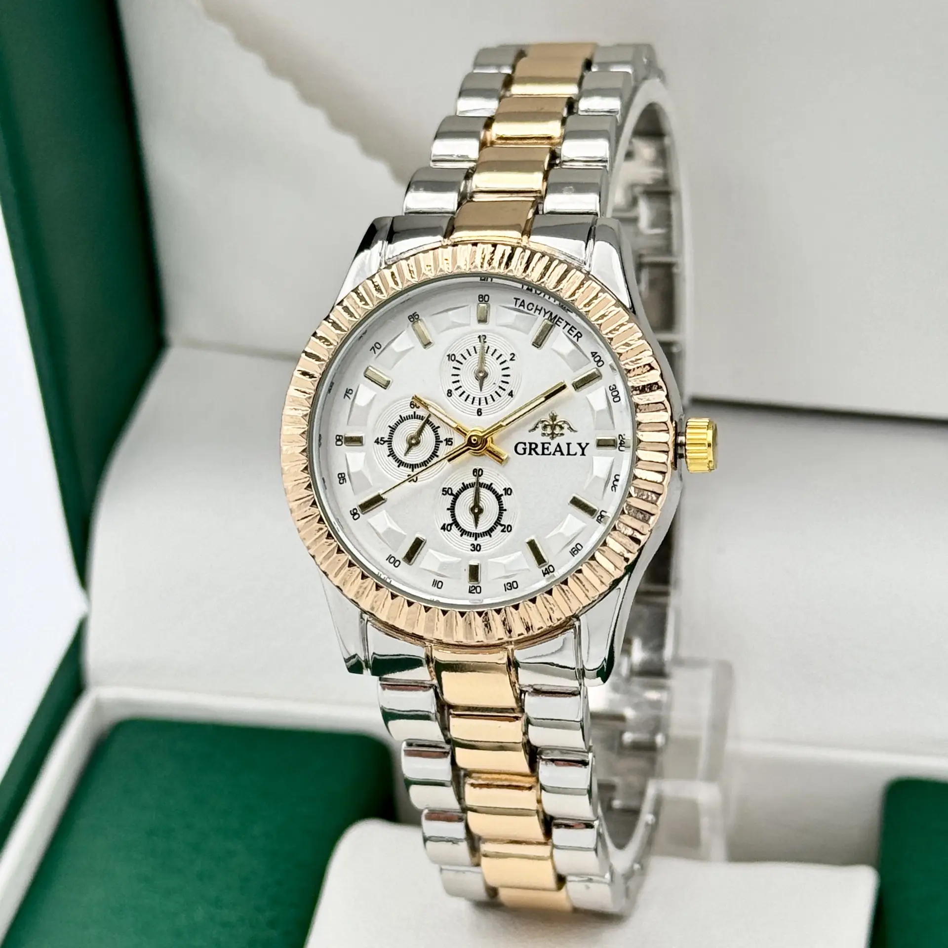 Grealy Women's Quartz Bracelet Watch Gold Silver Dual Tone - Image 2